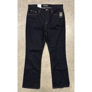 LRL Lauren Jeans Women’s Boot Cut Denim Sz 12 Dark Wash Blue Mid Rise NWT